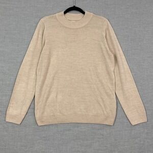 Tradition Sweater Beige Crew Neck Acrylic Knit Womens Size 14 Soft Stretchy